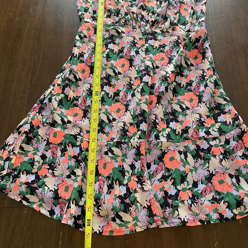 J Crew Merc Ruched Waist Dress Size 6‎ Neon Floral Flounce Sleeveless Fairy Soft - Picture 13 of 13